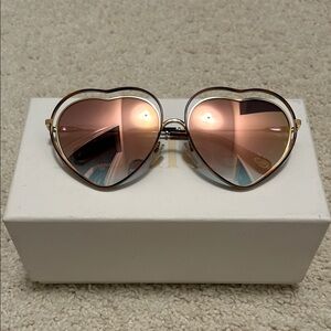 Chloe Heart-Shaped Gold and Pink Sunglasses